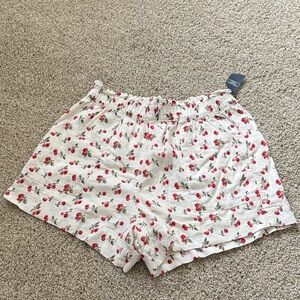 NWT Cherry Print Pull on Linen blend shorts by Abercrombie